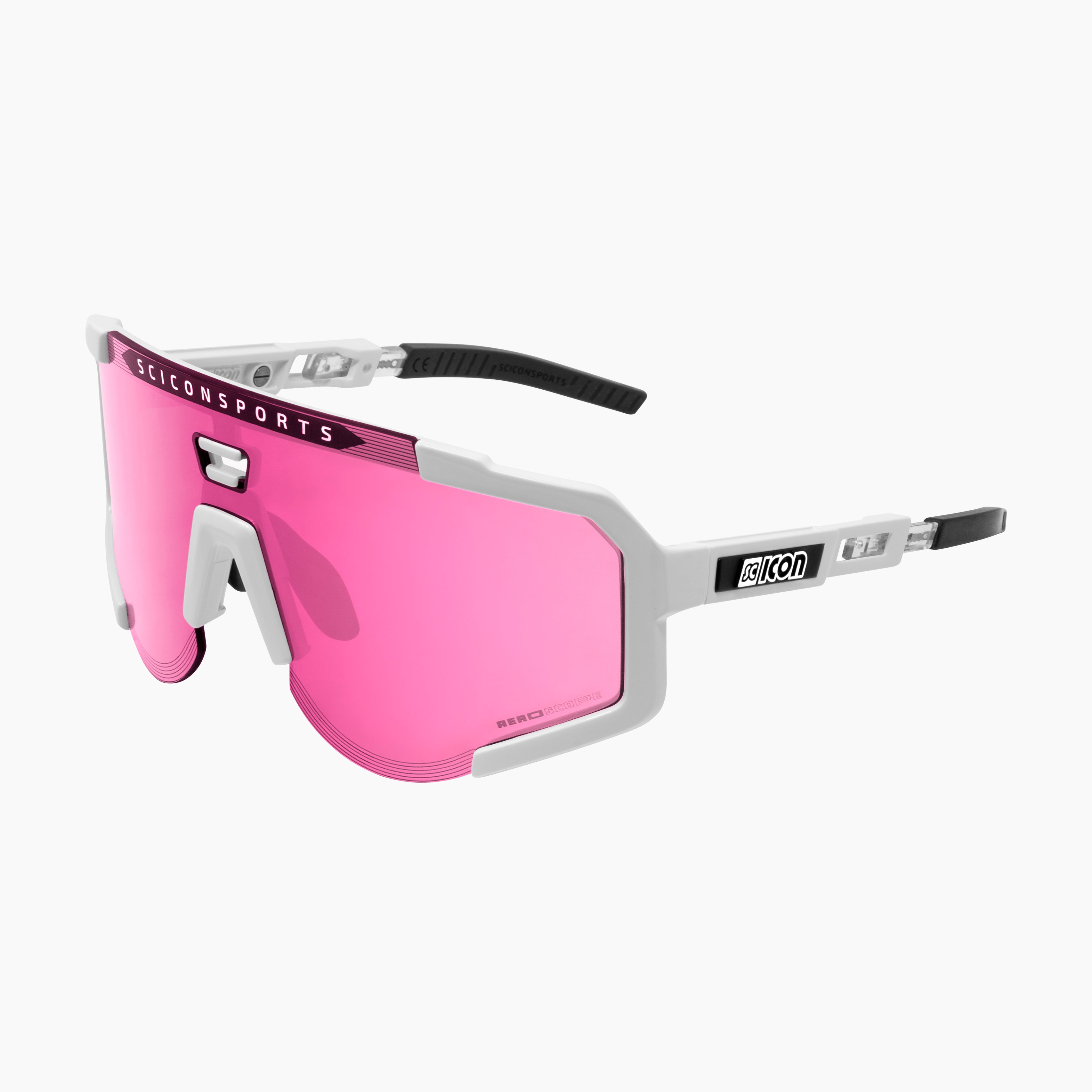 White/Pink Aeroscope Sport Sunglasses | Scicon Sports