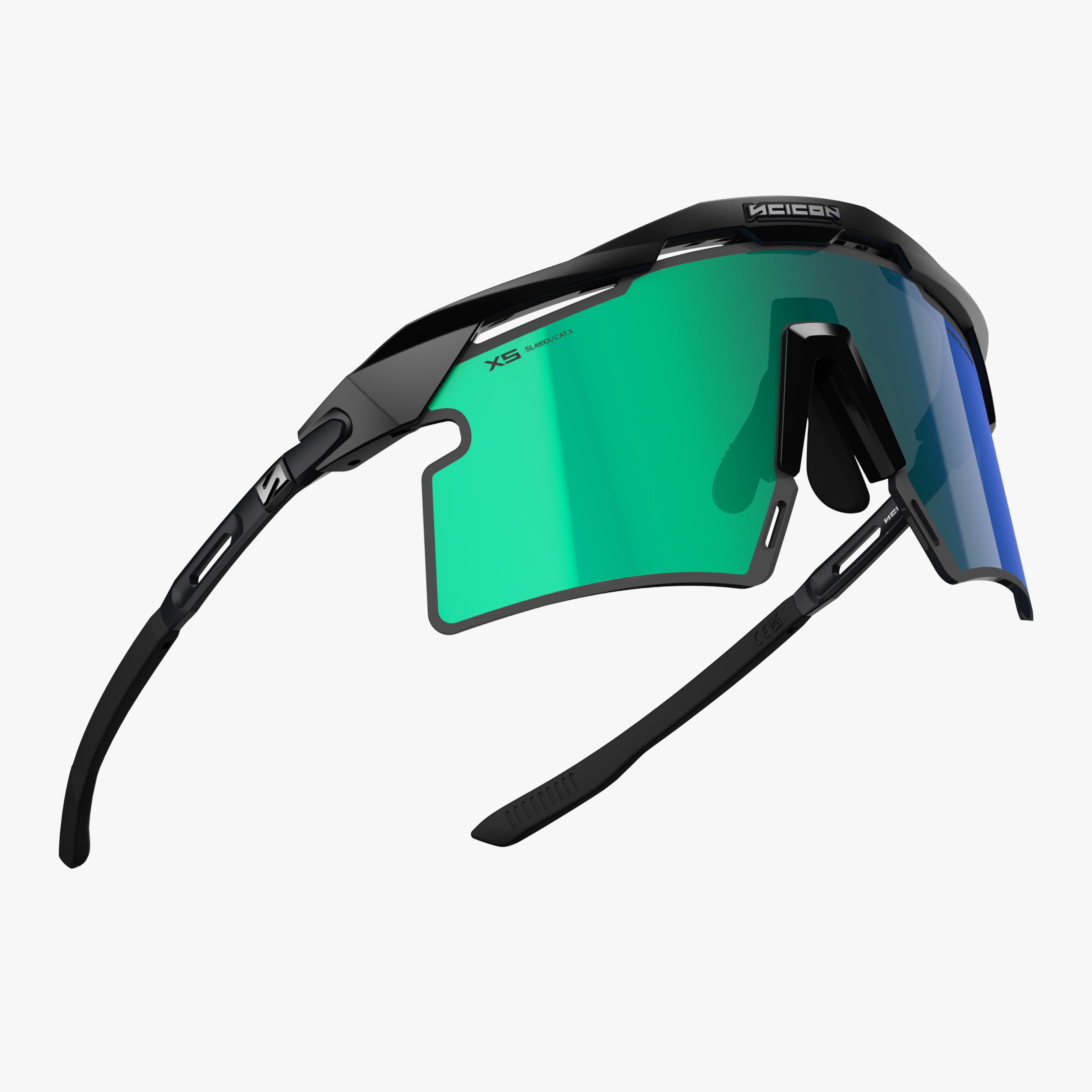 Aeroshade 2.0 Titanium XS Matte Black Multimirror Blue Green fly