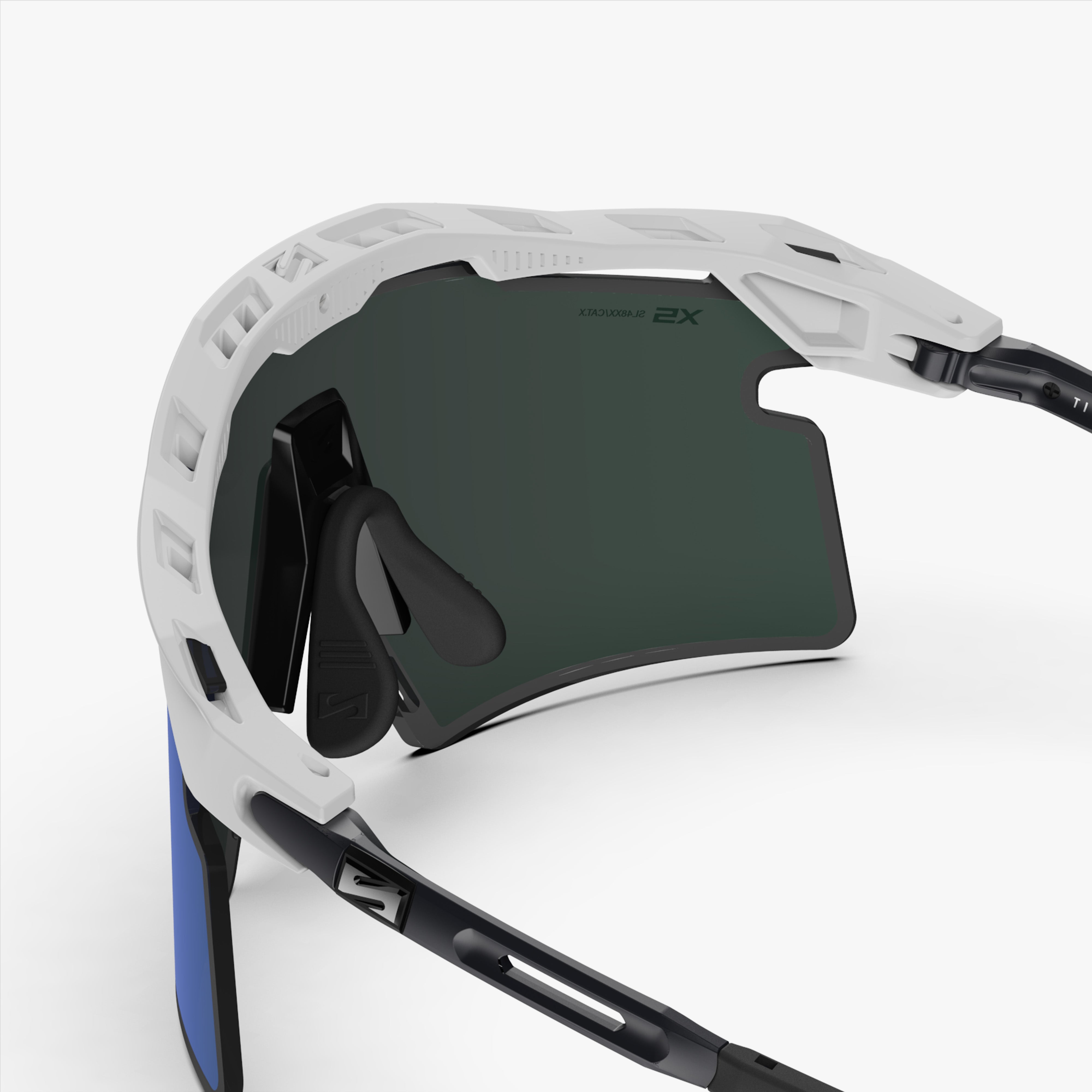 Aeroshade 2.0 Titanium XS White Matte Multimirror Blue Green detail
